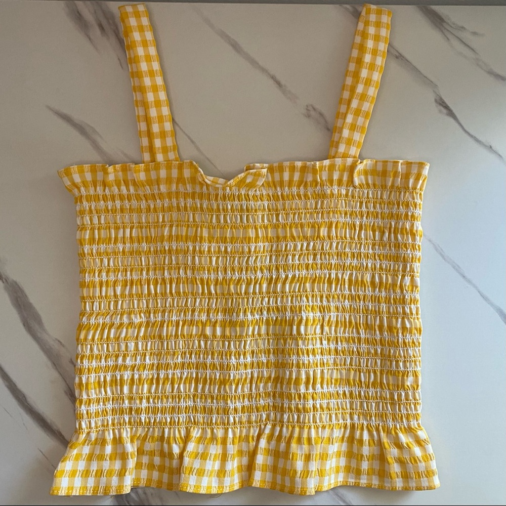 Opening Ceremony Callipygian yellow and white gingham top